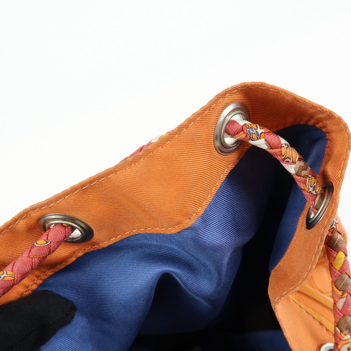 Hermes Soie Cool Printed Silk and Calfskin, Orange, Silk, Handbag