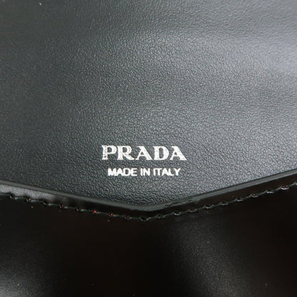 Prada Envelope Logo Clutch Spazzolato Leather, Black, Leather, Clutch