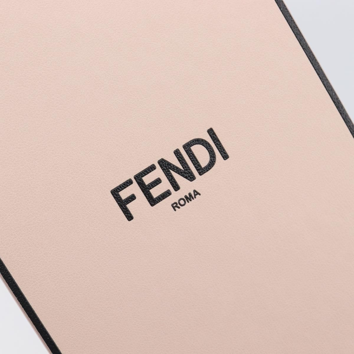 Fendi Logo Vertical Box Leather, Pink, Leather, Crossbody Bag