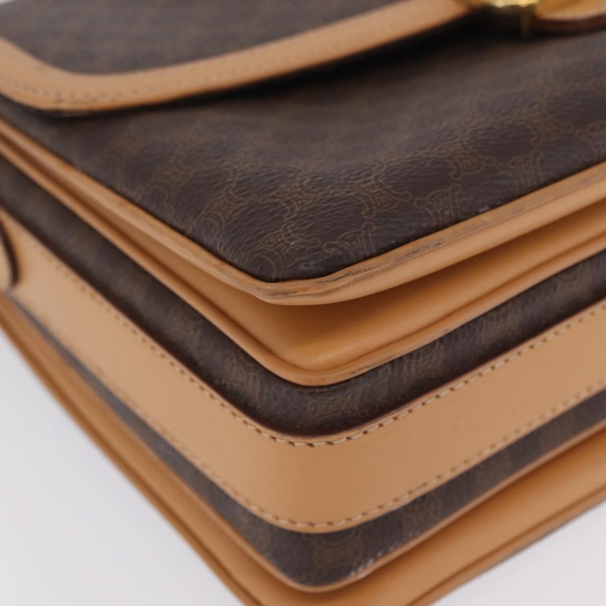Celine Macadam Shoulder Canvas, Brown, Canvas, Crossbody Bag