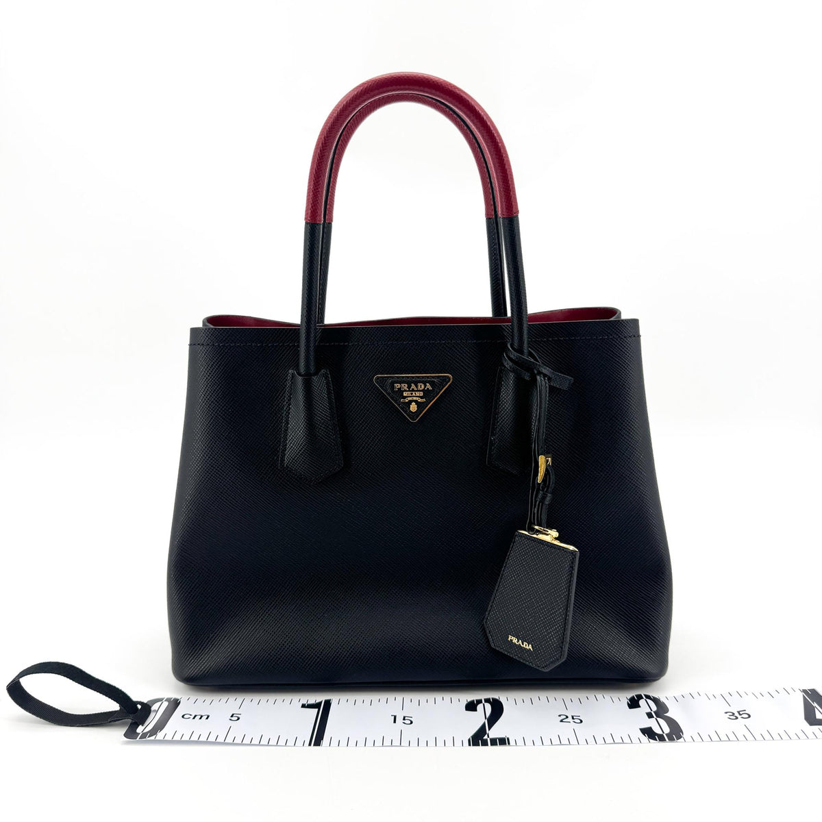 Prada Cuir Double Saffiano Leather, Black, Leather, Tote Bag