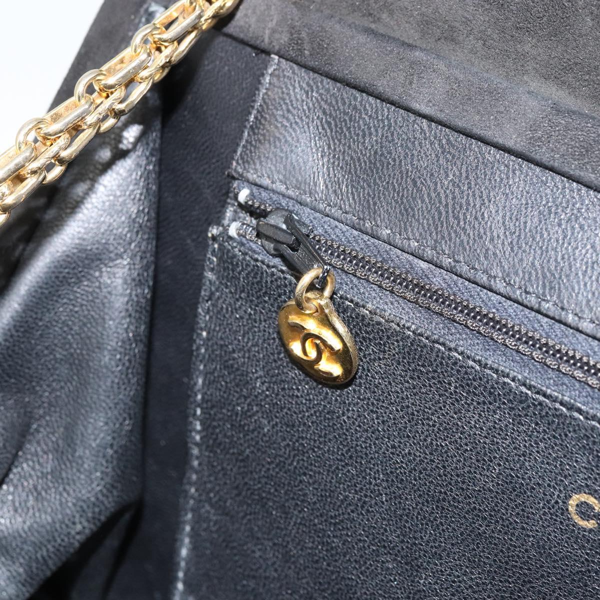 Chanel Matelasse Chain Shoulder Bag Suede, BLACK, SUEDE, Shoulder bag