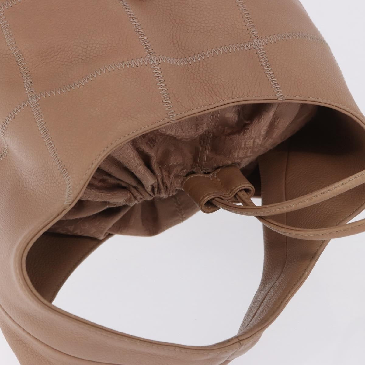 Chanel Square Stitch Tassel Hobo Quilted Leather, Beige, Leather, Handbag