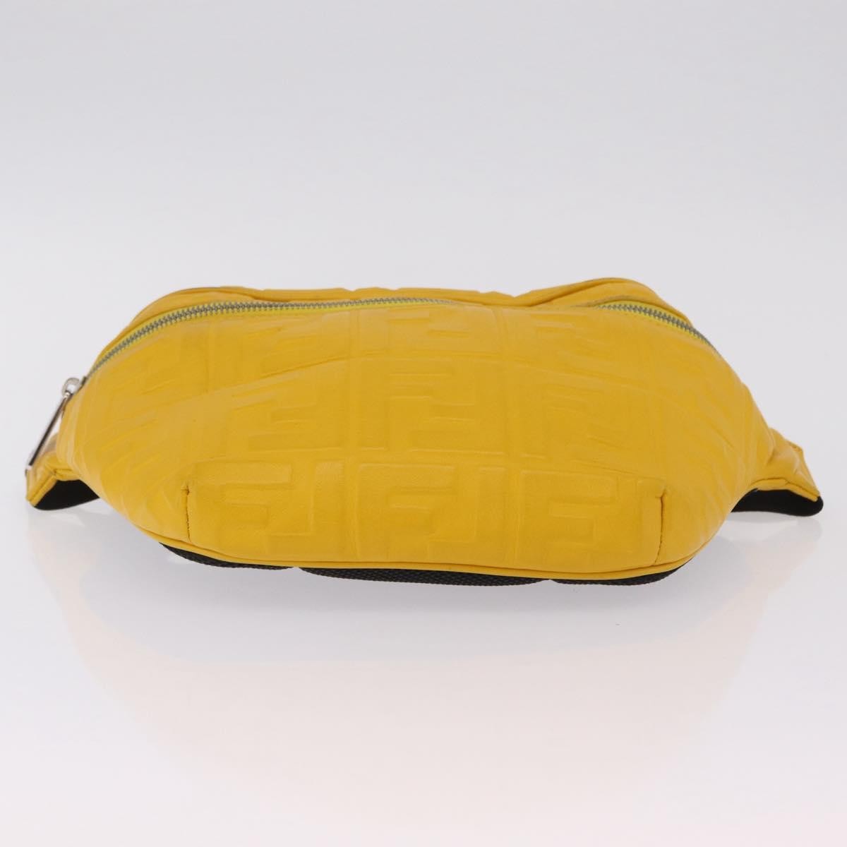Fendi Zip Waist Zucca Embossed Leather, Yellow, Canvas, Handbag