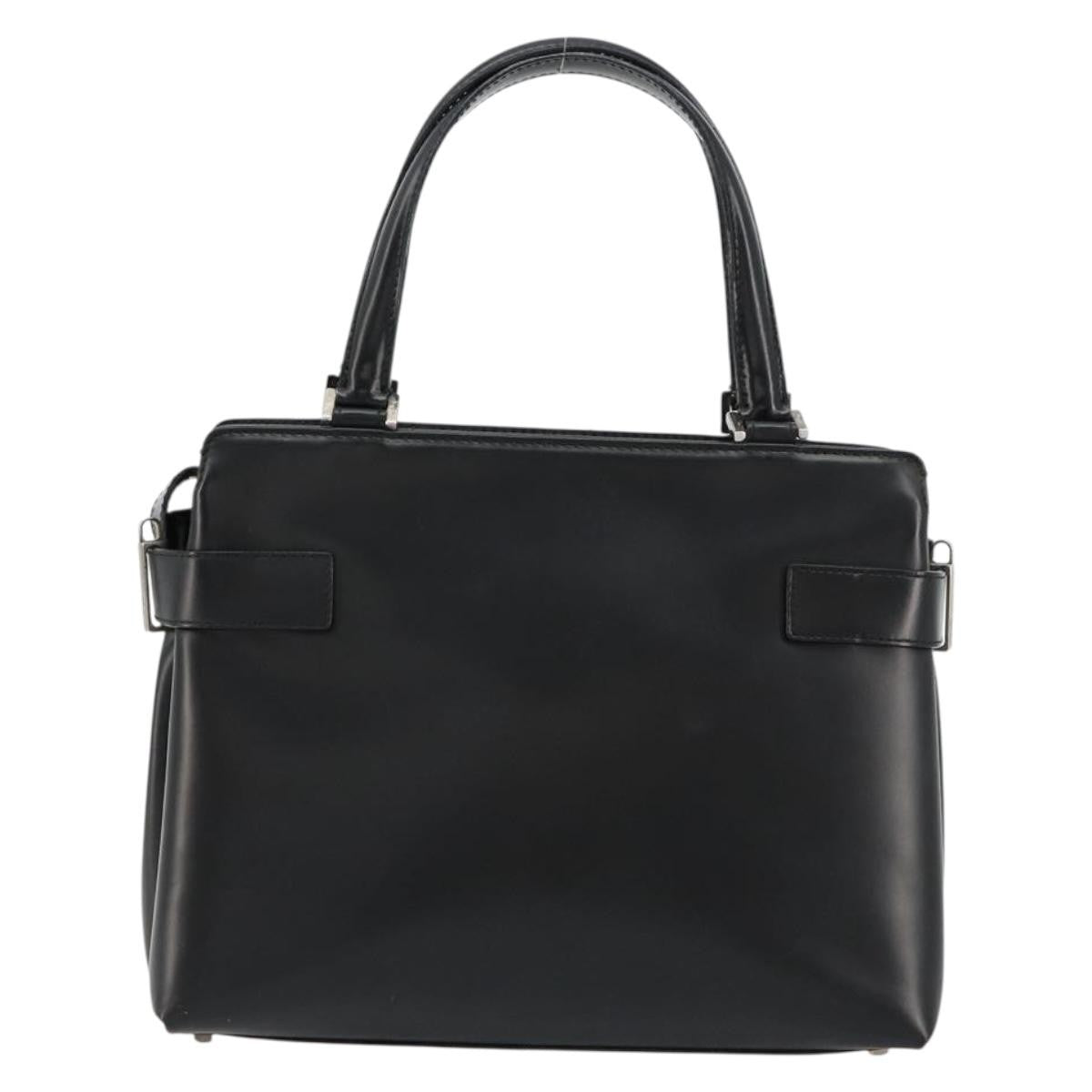 Salvatore Ferragamo Double Gancini Side Buckle Leather, Black, Leather, Tote Bag