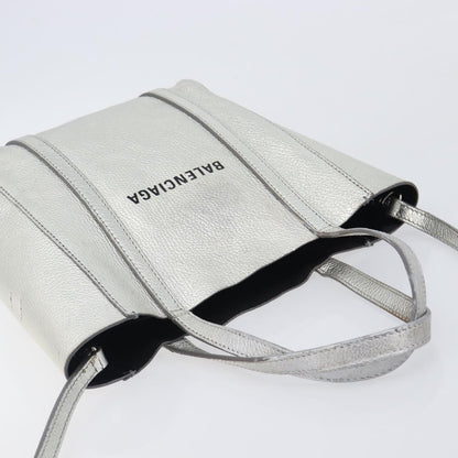 Balenciaga Everyday Glitter Leather, Silver, Leather, Tote Bag