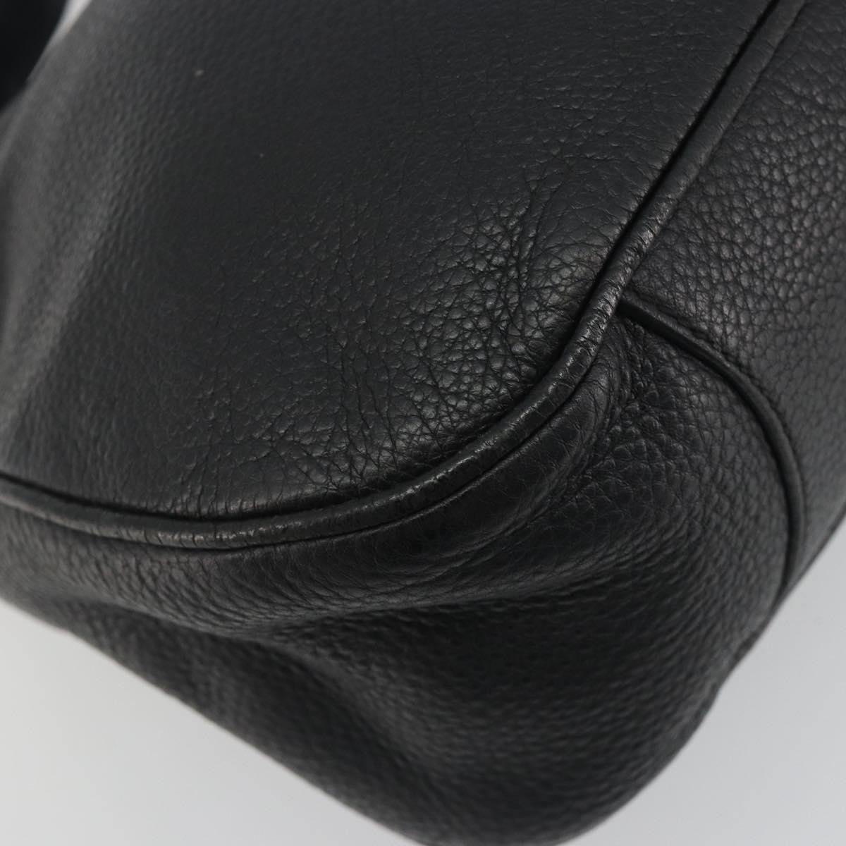 Prada Vitellino Mordo Hobo Leather, Black, Leather, Shoulder Bag