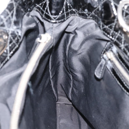 Christian Dior Soft Chain Cannage Quilt Patent, Black, Patent Leather, Tote Bag