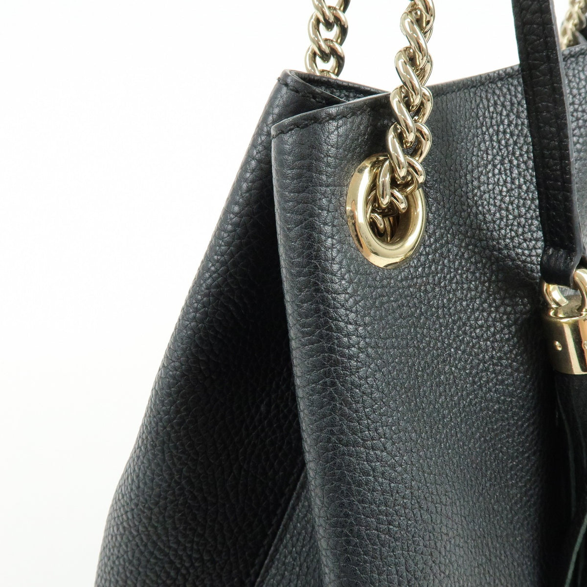 Gucci Soho Chain Strap Leather, Black, Leather, Shoulder Bag