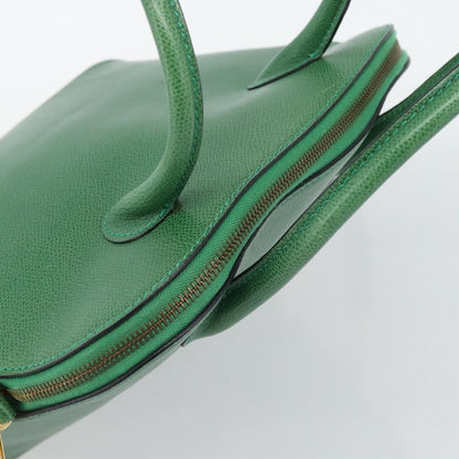 Celine Vintage Convertible Bowler Leather, Green, Leather, Handbag