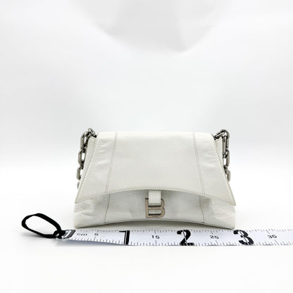 Balenciaga Downtown S Chain-Handle Leather, White, Leather, Shoulder Bag