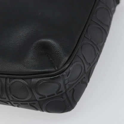 Salvatore Ferragamo Gancini Leather, Black, Leather, Shoulder Bag