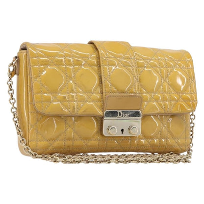 Christian Dior New Lock Cannage Quilt Patent, Yellow, Patent Leather, Clutch