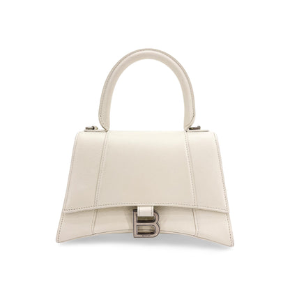 Balenciaga Hourglass Top Handle Leather, White, Leather, Handbag
