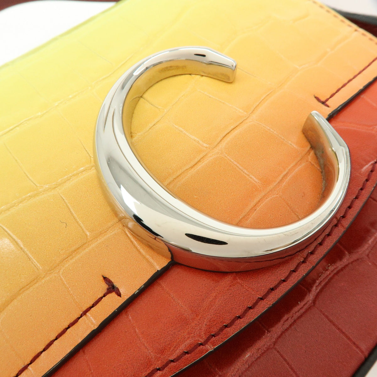 Chloe C Flap Crocodile Embossed Leather, Multicolour, Leather, Handbag