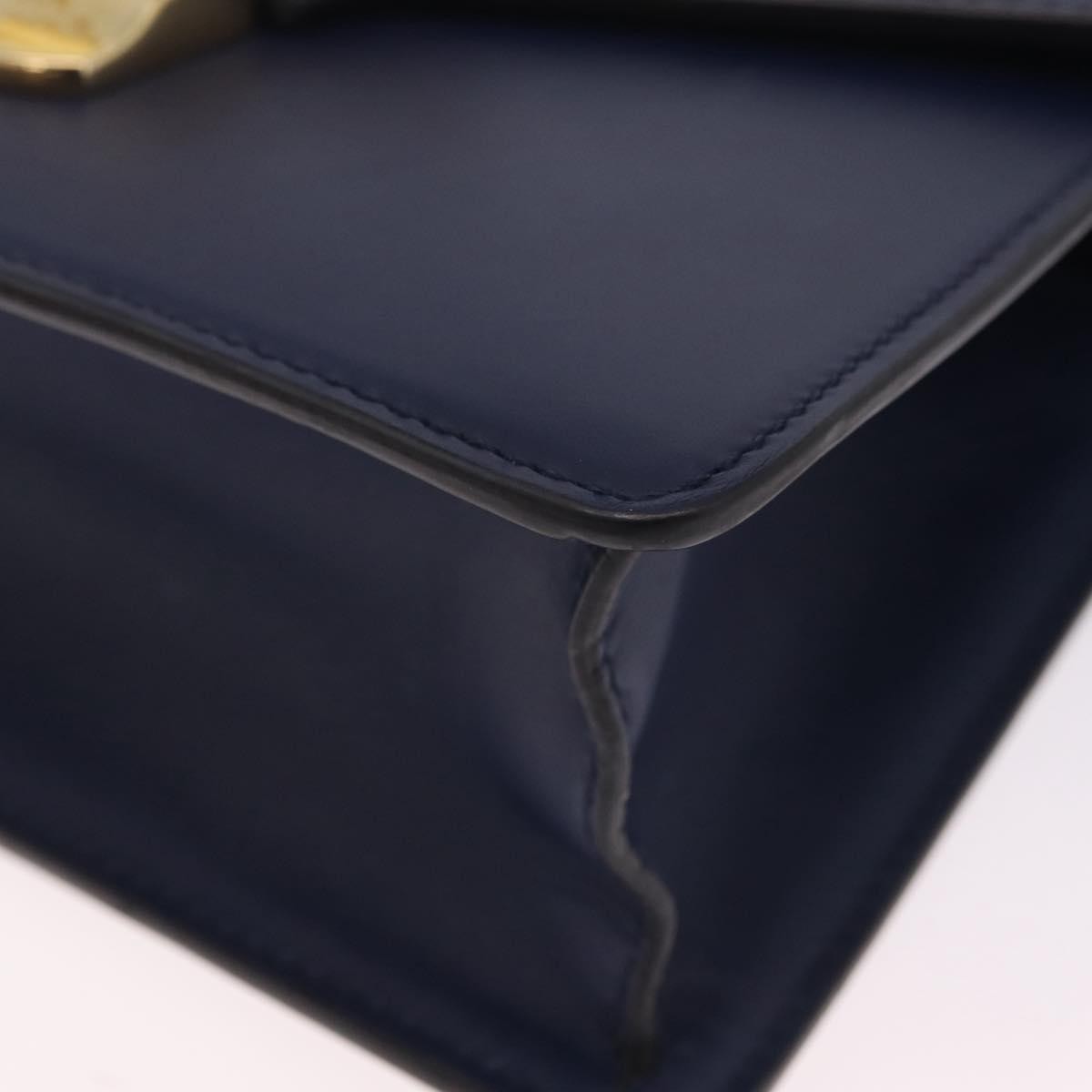 Gucci Sylvie Top Handle Leather, Navy, Leather, Handbag