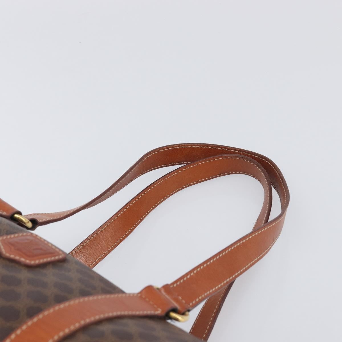 Celine Vintage Macadam Canvas and Leather, Brown, PVC, Handbag
