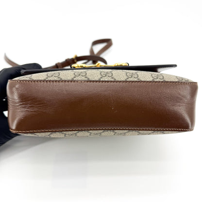 Gucci Horsebit 1955 Camera GG Coated Canvas with Leather, Beige, Canvas, Handbag