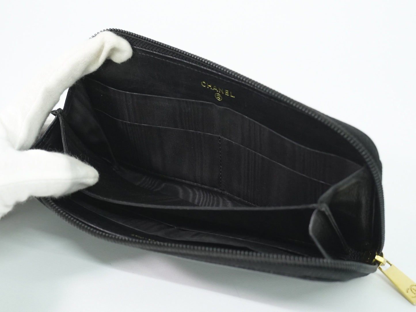 Chanel Timeless CC Zipped Caviar, Black, Leather, Wallet