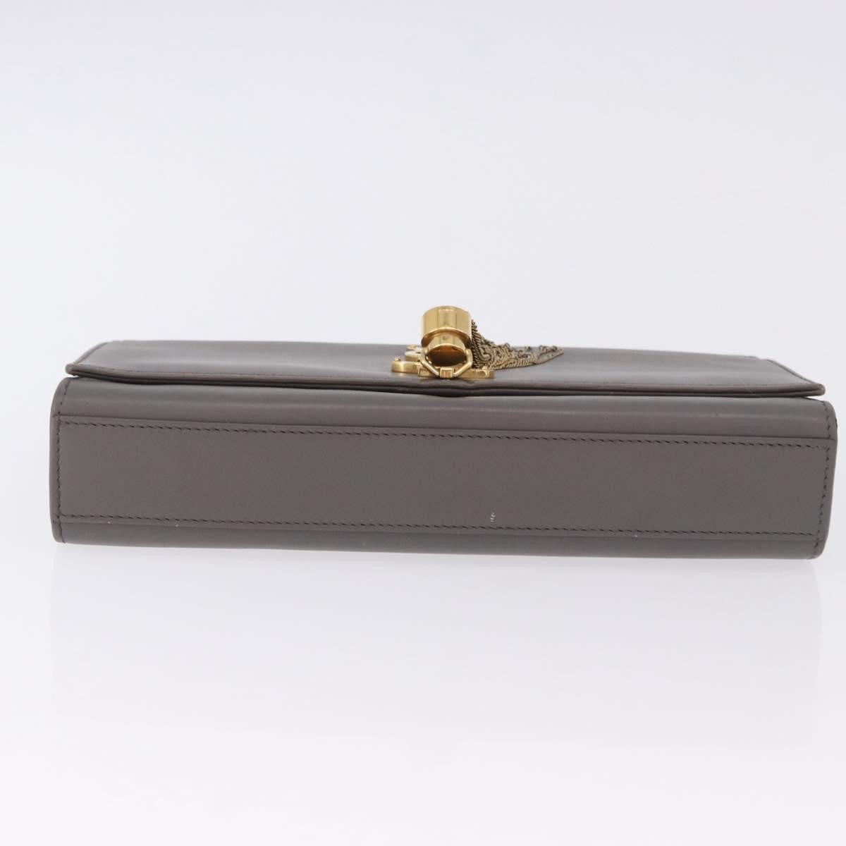 Saint Laurent Classic Monogram Tassel Leather, Gray, Leather, Shoulder Bag