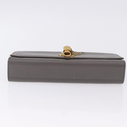Saint Laurent Classic Monogram Tassel Leather, Gray, Leather, Shoulder Bag