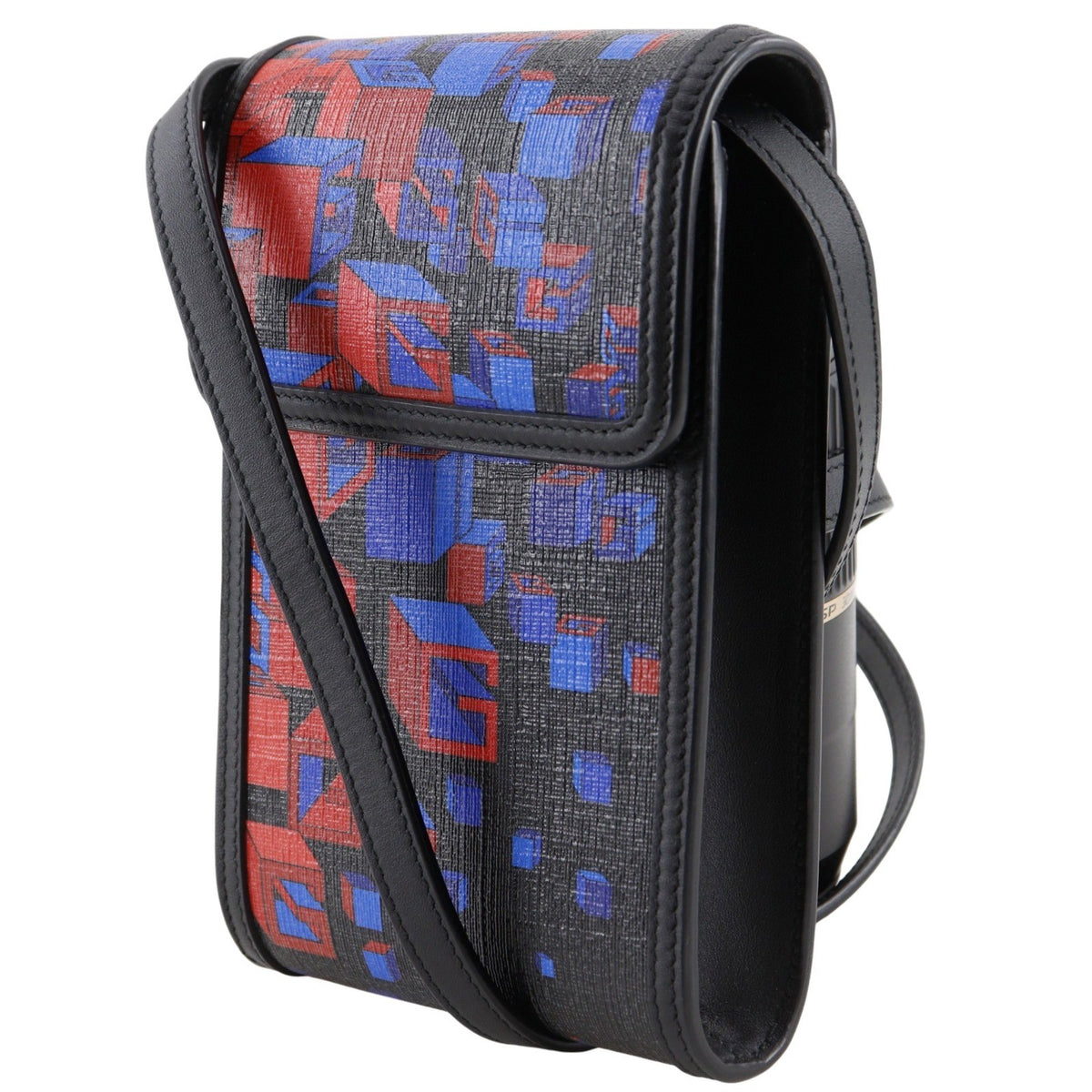 Gucci Flap Printed Coated Canvas, Black, PVC, Shoulder Bag