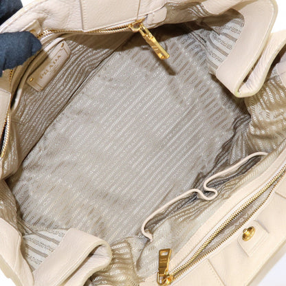 Prada Canapa Vitello Daino, Beige, Leather, Tote Bag