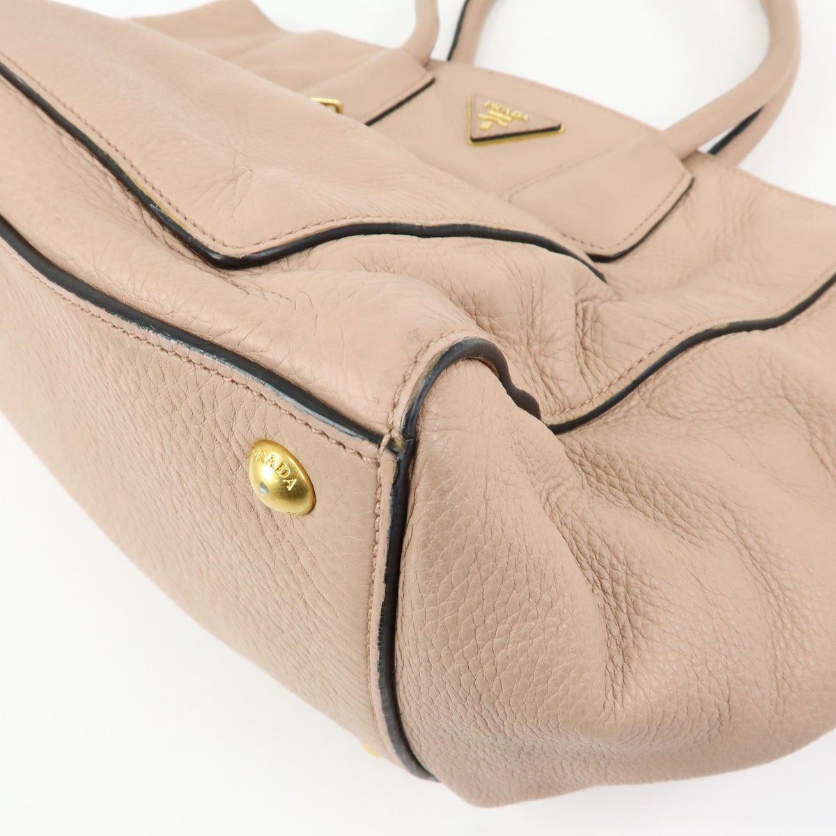 Prada Front Pocket Wing Convertible Vitello Daino, Beige, Leather, Tote Bag