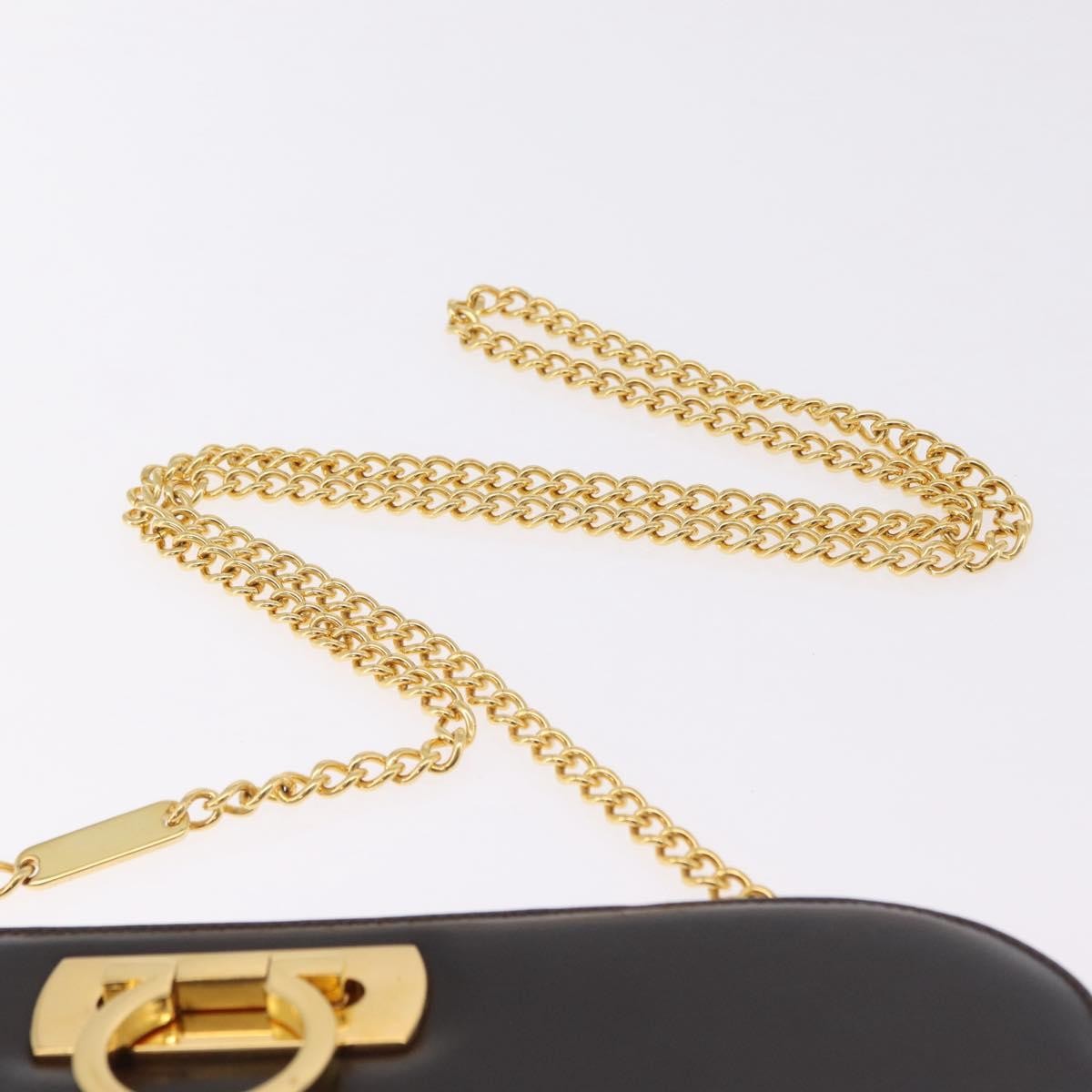 Salvatore Ferragamo Vintage Gancini Chain Leather, Brown, Leather, Shoulder Bag