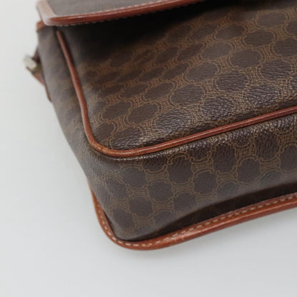 Celine Vintage Macadam Circle Logo Canvas and Leather, Brown, Canvas, Shoulder Bag