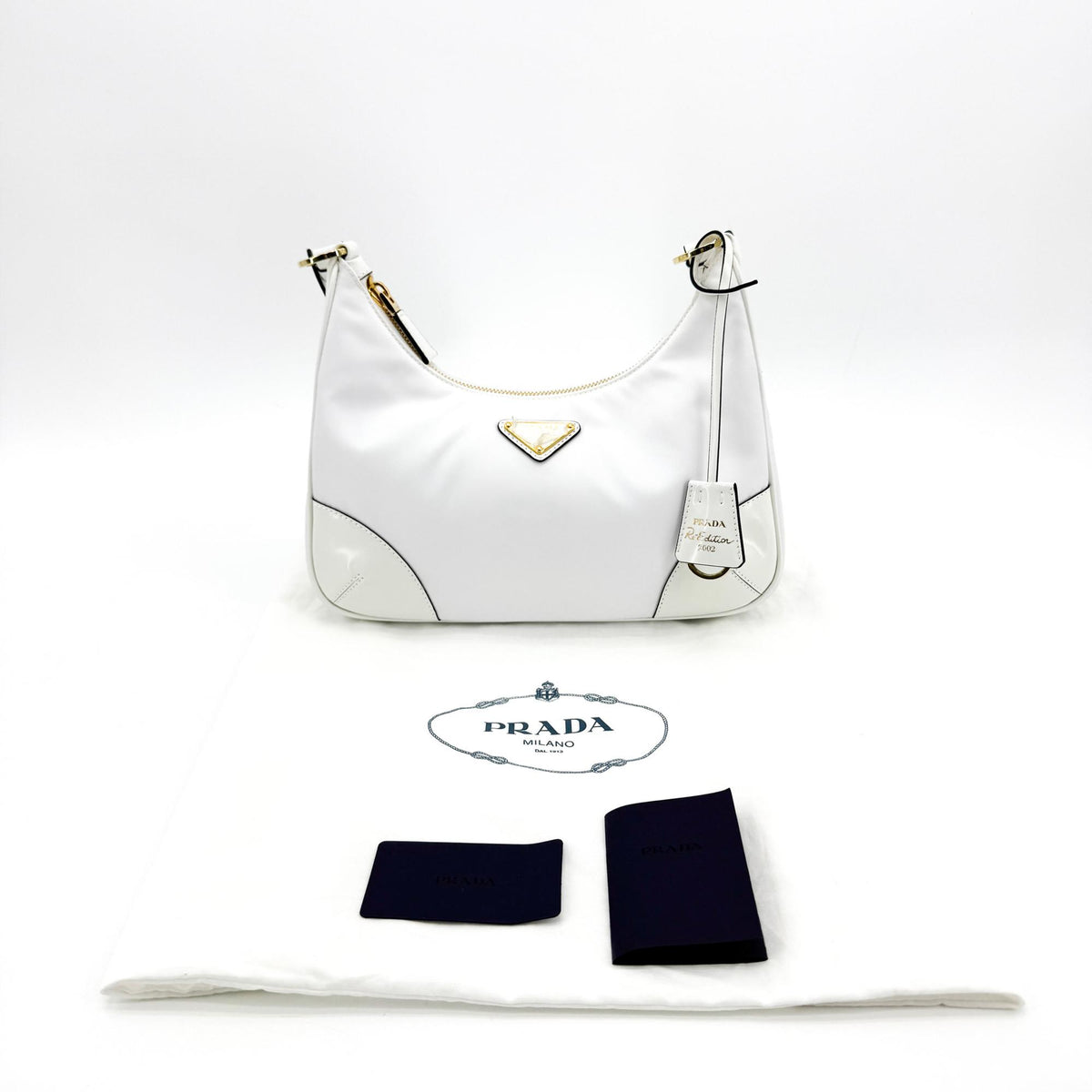 Prada Re-Edition 2004 Nylon and Leather, White, Nylon, Shoulder Bag