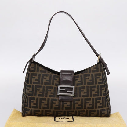 Fendi Mamma Baguette Shoulder Bag Zucca Canvas, Black, Canvas, Handbag