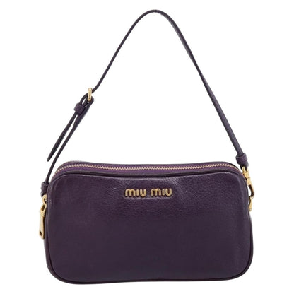 Miu Miu Double Zip Pochette Leather, Purple, Leather, Clutch