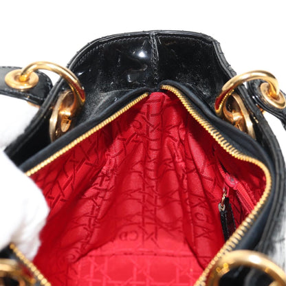 Christian Dior Lady Dior Bag Patent, BLACK, PATENT_LEATHER, Handbag