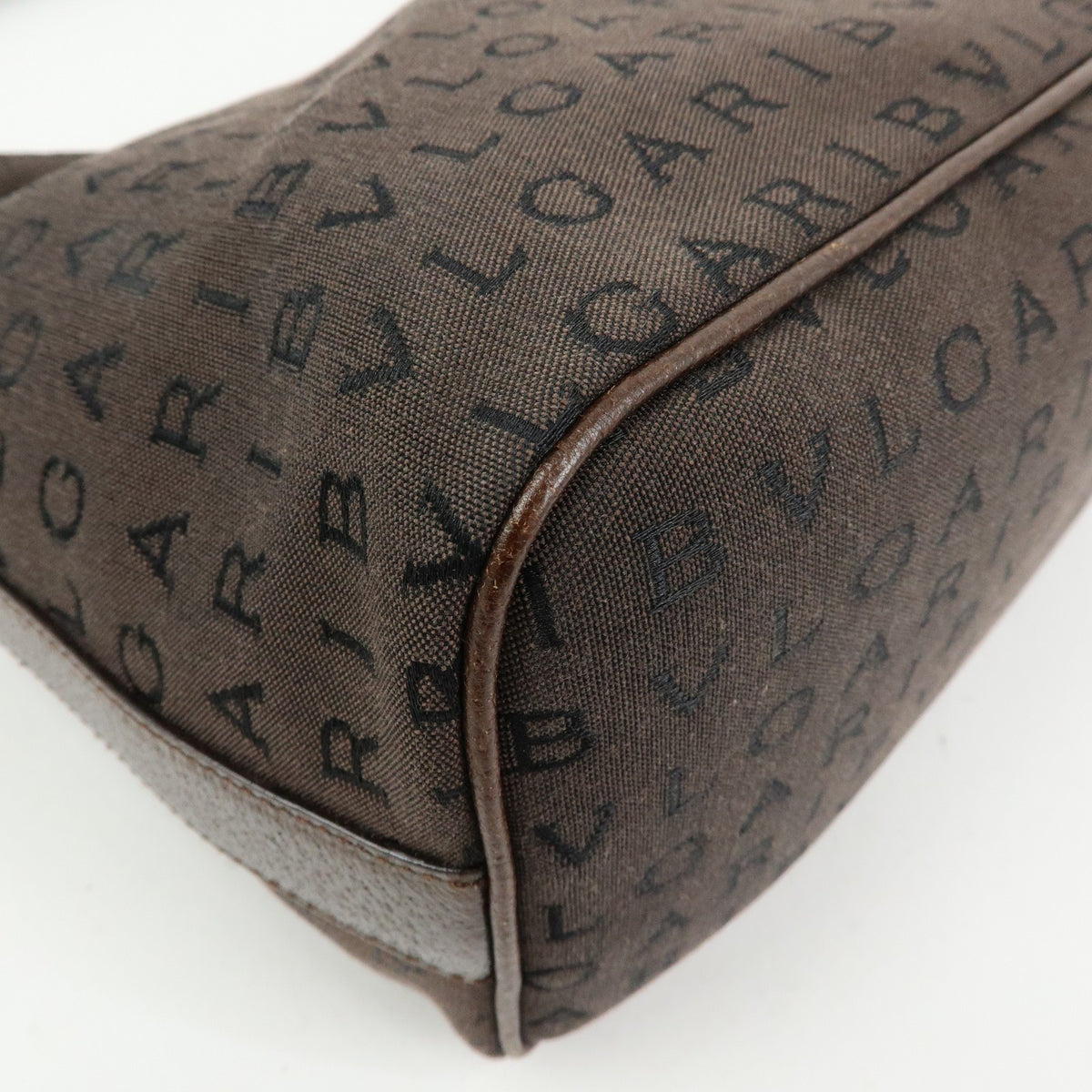 Bvlgari Logomania Suede, Brown, Canvas, Handbag