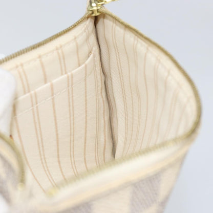 Louis Vuitton Neverfull Pochette Damier, White, Canvas, Clutch