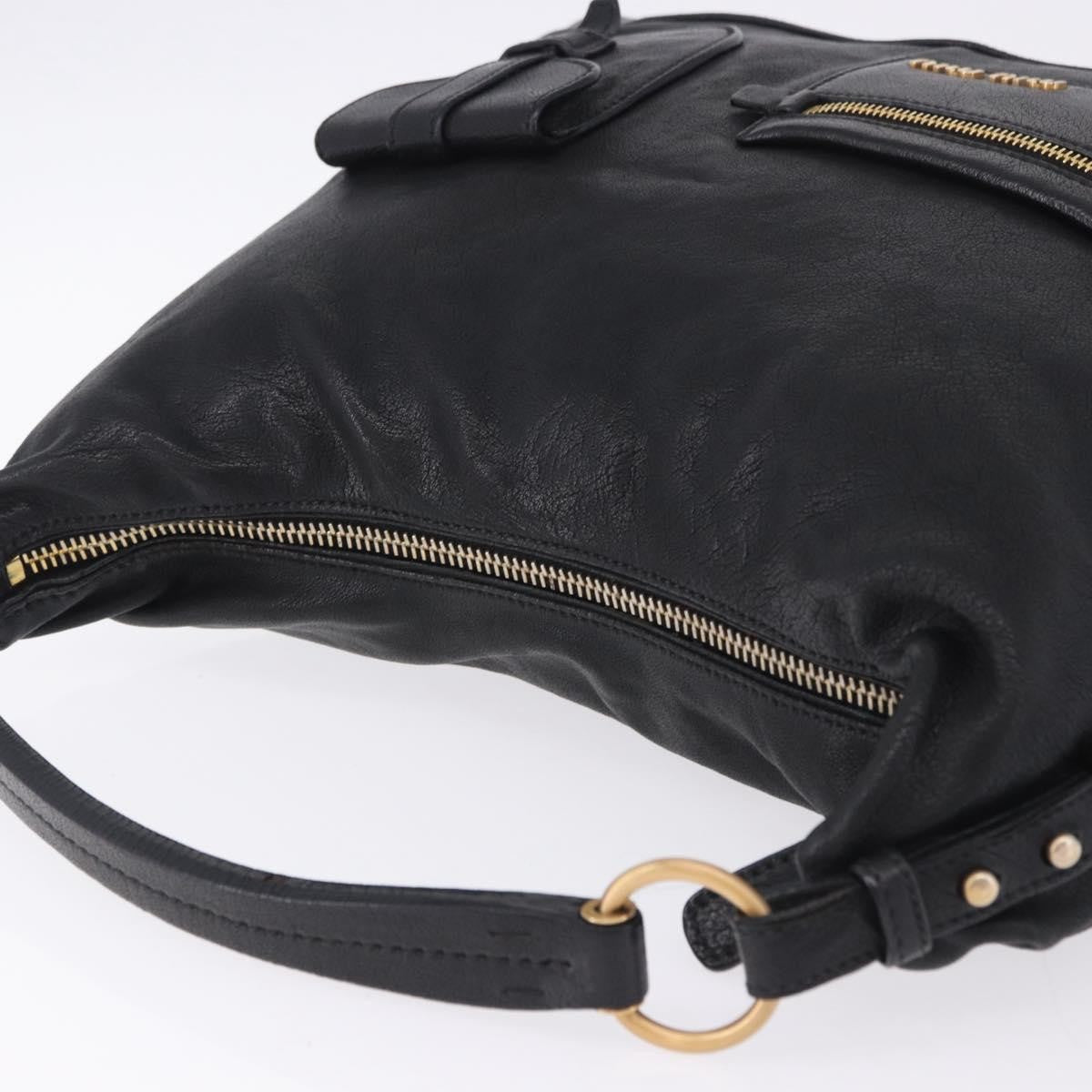 Miu Miu Zip Front Pocket Shopping Tote Leather, Black, Leather, Shoulder Bag