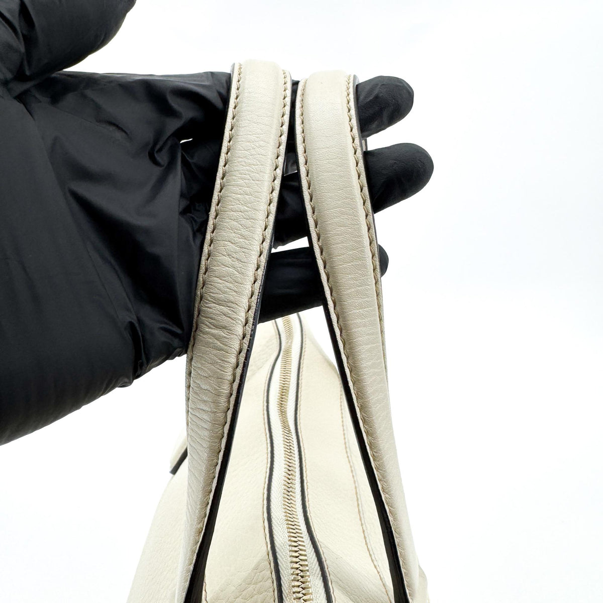 Gucci Soho Zip Leather, Beige, Leather, Tote Bag