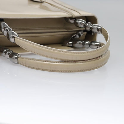 Christian Dior Pearl Lady Dior Patent leather, Beige, Patent Leather, Handbag