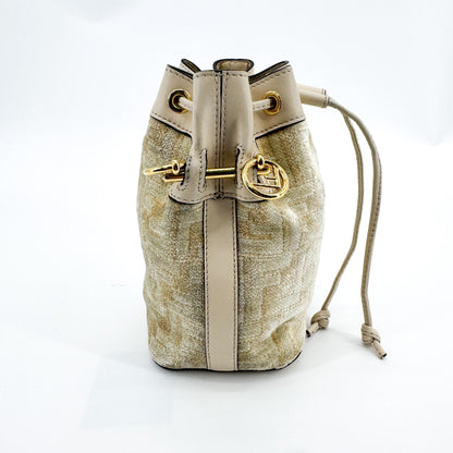 Fendi Mon Tresor Bucket Zucca Velvet Jacquard, Beige, Velvet, Handbag