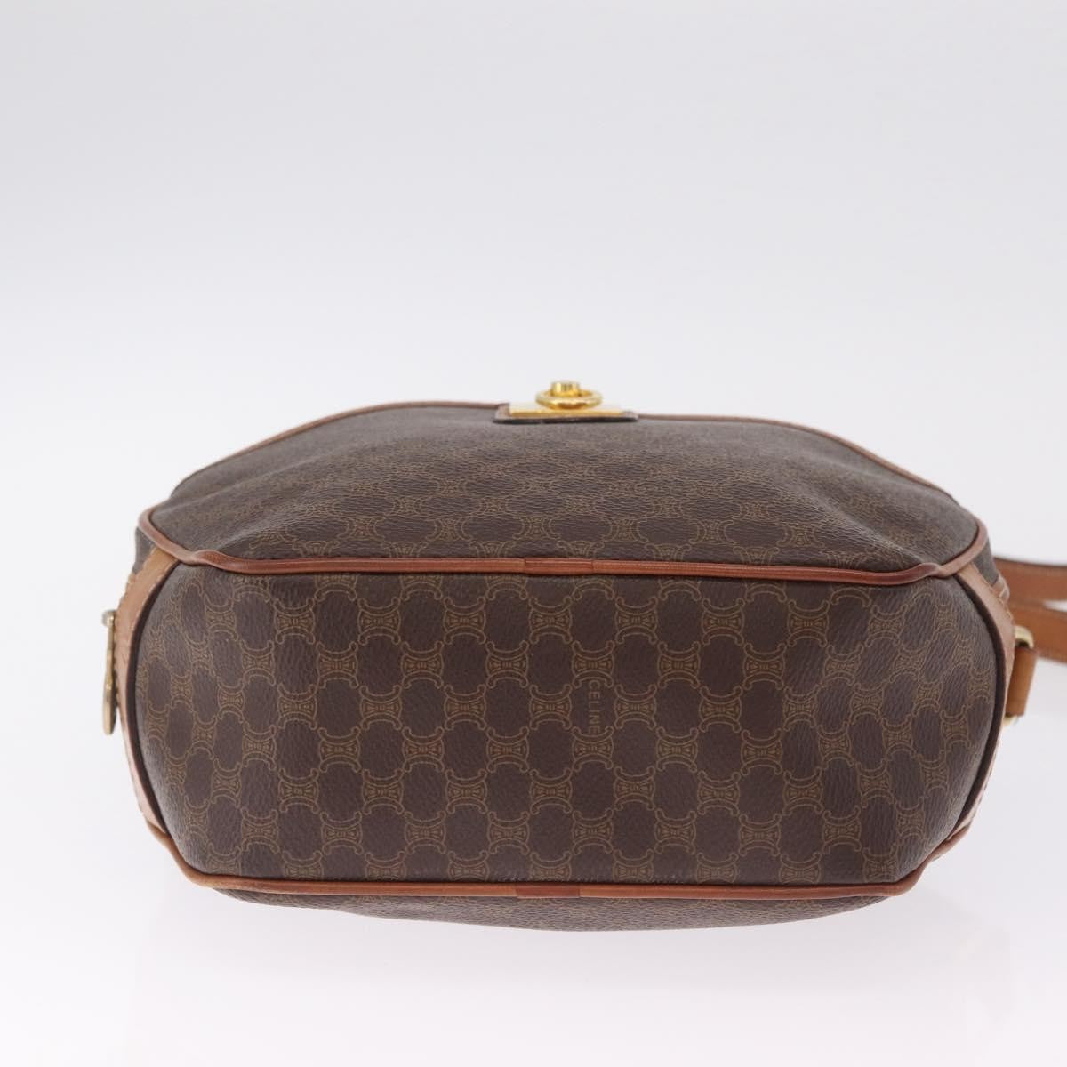 Celine Macadam Shoulder Leather, Brown, Canvas, Crossbody Bag