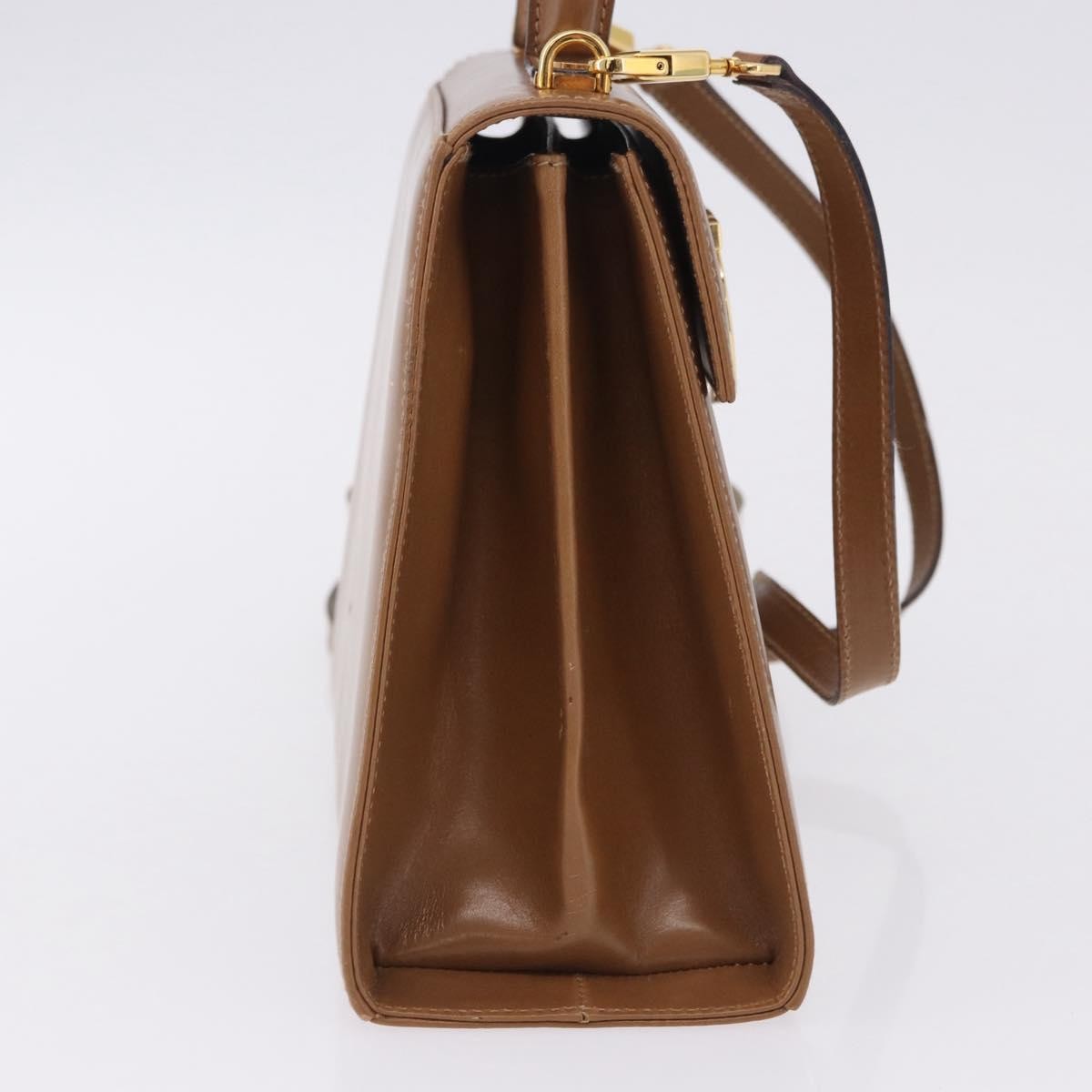 Salvatore Ferragamo Gancini Convertible Top Handle Leather, Brown, Leather, Handbag