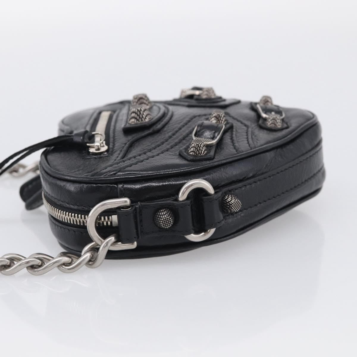 Balenciaga Le Cagole Giant Studs Heart Chain Leather, Black, Leather, Handbag