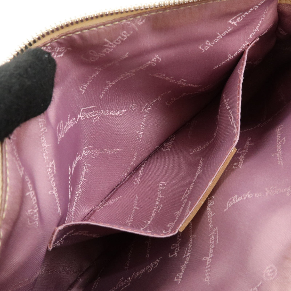 Salvatore Ferragamo Gancini Suede, Beige, Suede, Crossbody Bag