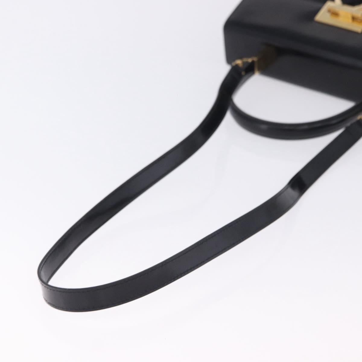 Salvatore Ferragamo Gancini Top Handle Leather, Black, Patent Leather, Handbag