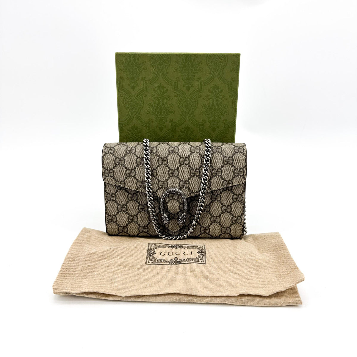 Gucci Dionysus Chain GG Coated Canvas, Brown, Canvas, Crossbody Bag