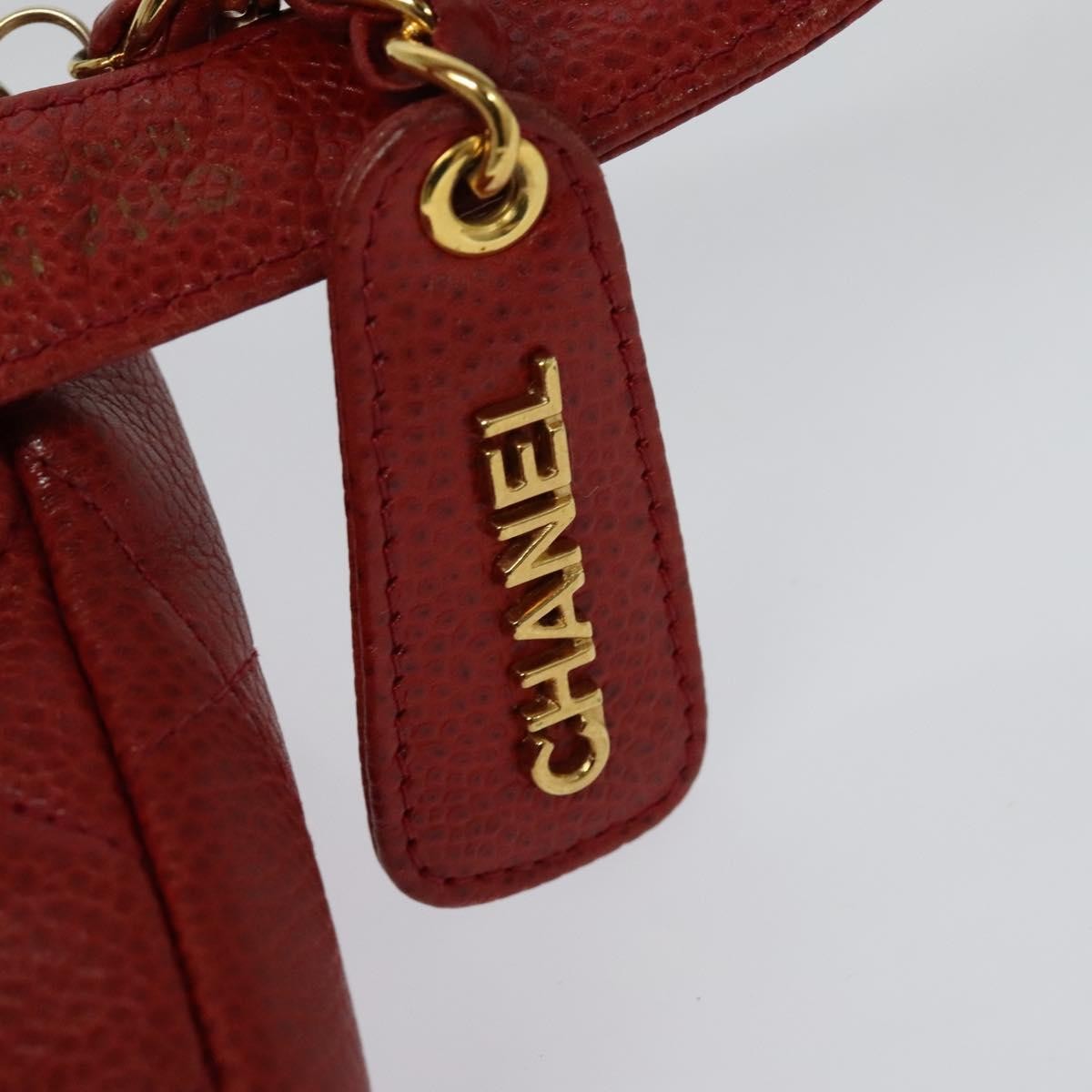 Chanel Vintage Zip Belt Quilted Caviar, Red, Leather, Shoulder Bag