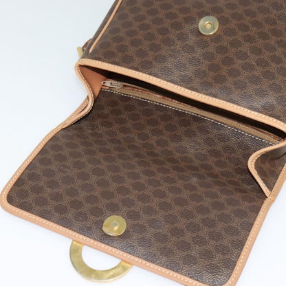 Celine Vintage Macadam Circle Logo Canvas and Leather, Brown, Canvas, Shoulder Bag