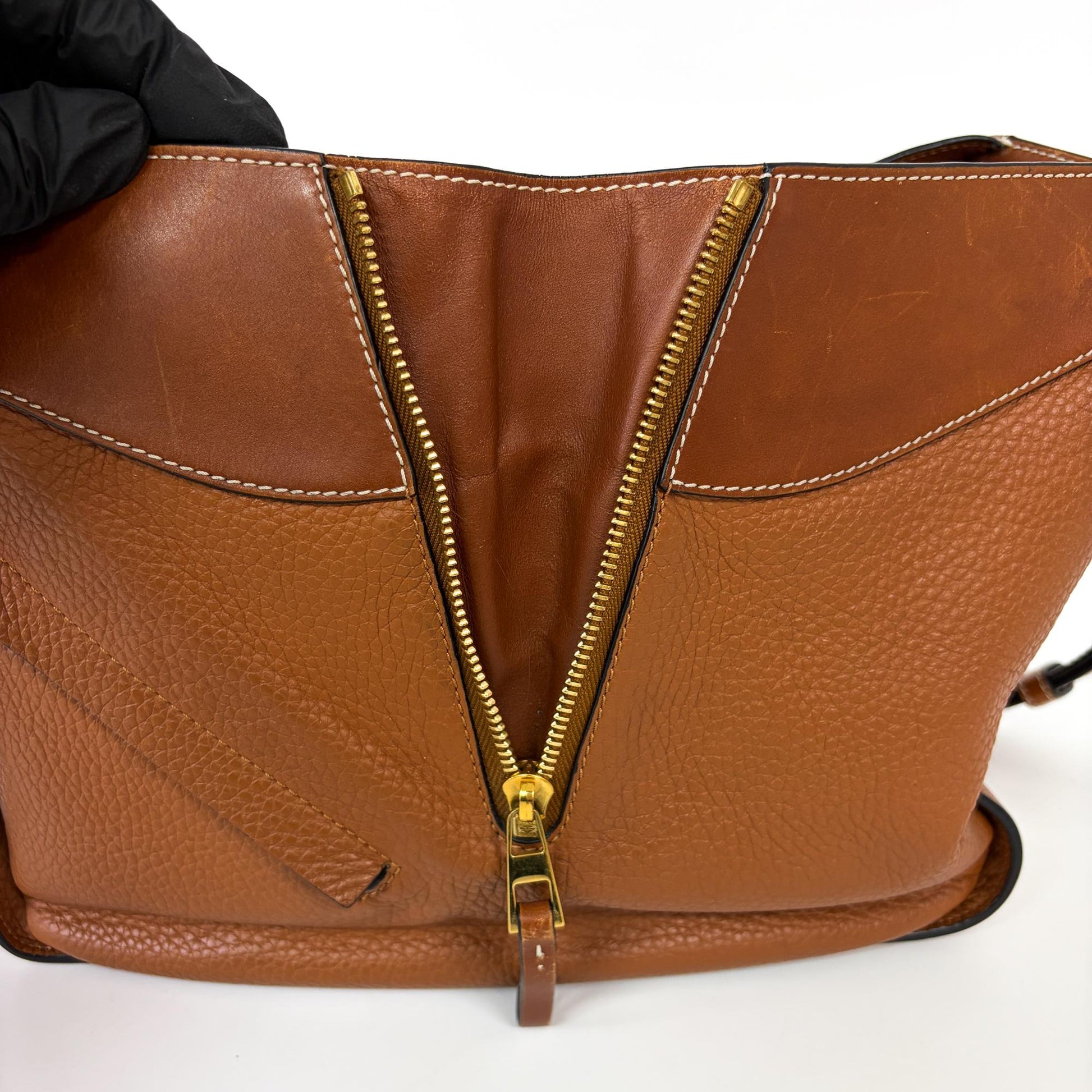 Loewe Hammock Leather, Brown, Leather, Handbag