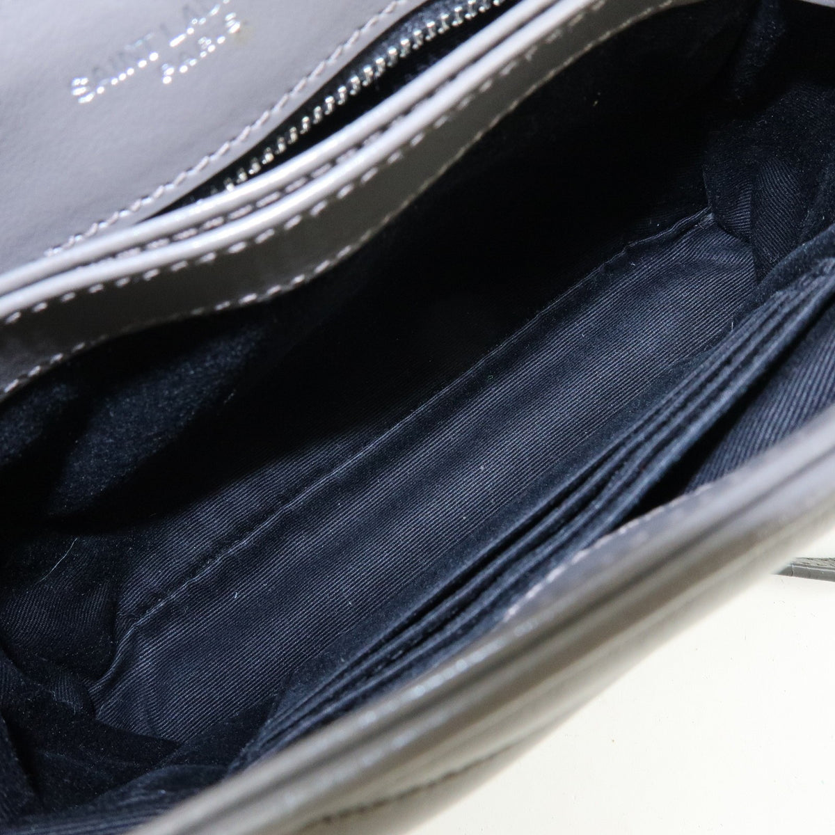Saint Laurent Loulou Matelasse Chevron Leather, Gray, Leather, Shoulder Bag